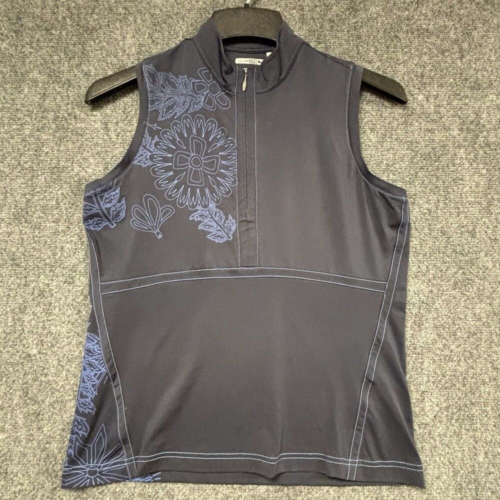 ADIDAS CLIMACOOL WOMEN'S SLEEVELESS 1/4 ZIP STRETCH NAVY MEDIUM GOLF TENNIS